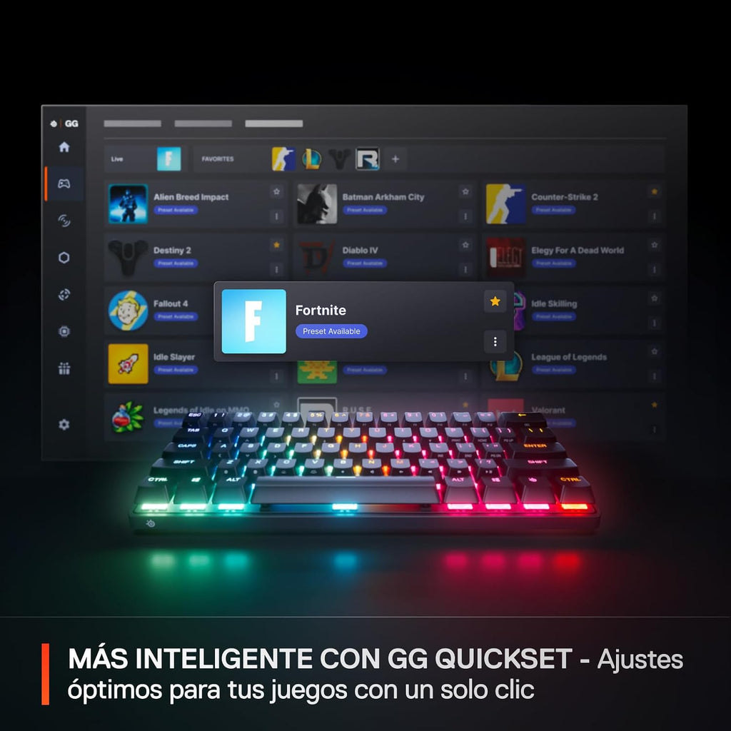 SteelSeries Apex Pro Mini Gen 3 OmniPoint 3.0 HyperMagnetic Switches — Adjustable Actuation — Rapid Trigger — Game-Ready Presets — Protection Mode — Rapid Tap/SOCD — RGB — PBT Keycaps — USB-C