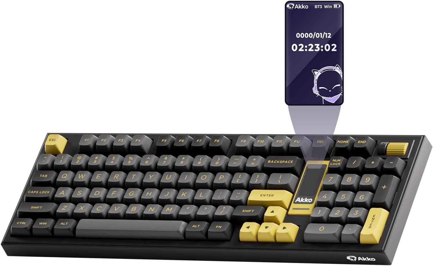 Akko 5098B Wireless Gaming Keyboard with Screen, Black & Gold Hot-Swappable Mechanical Keyboard with Scroll Wheel Numberpad, RGB Gasket, Piano Pre Lubed Switch