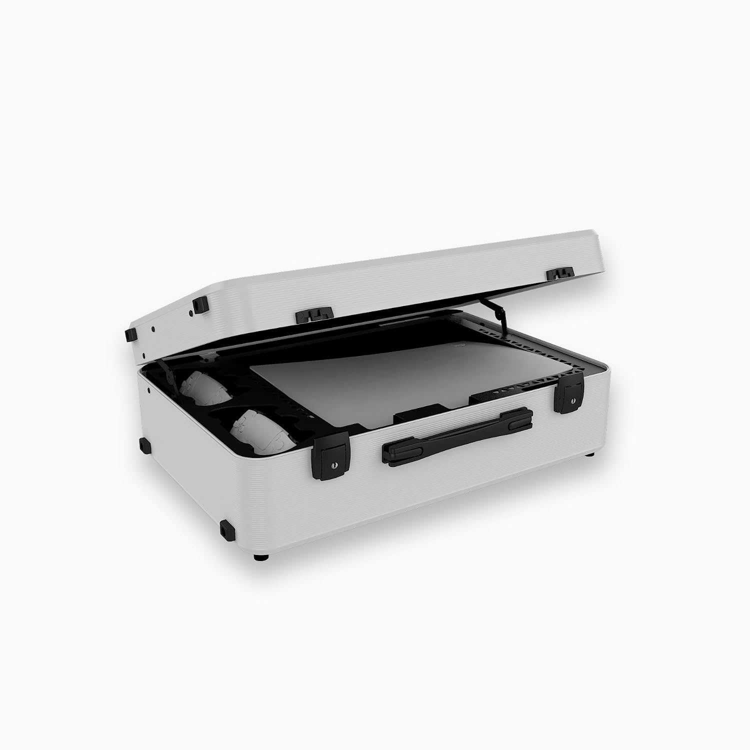 POGA LUX Compatible with PlayStation 5 Premium Portable Console Travel Case incl. Trolley and 24'' AOC Gaming Monitor - (V3 - Bluetooth Speaker Optional) White