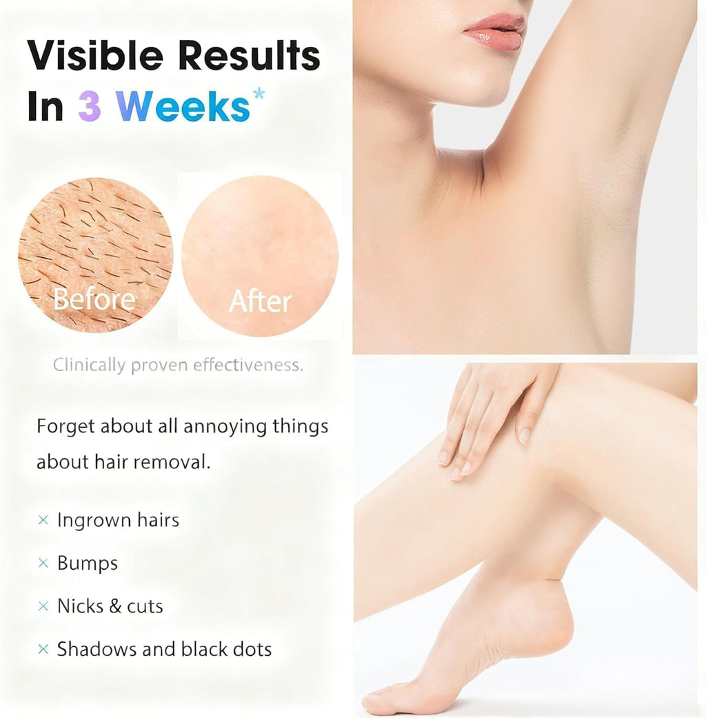 IPL Laser Hair Removal Device for Women and Men - Permanent Painless 90% Hair Reduction in 4 Weeks, Whole Body Use (Armpits, Bikini Line, Face, Legs, Arms, Back) - Corded At-Home