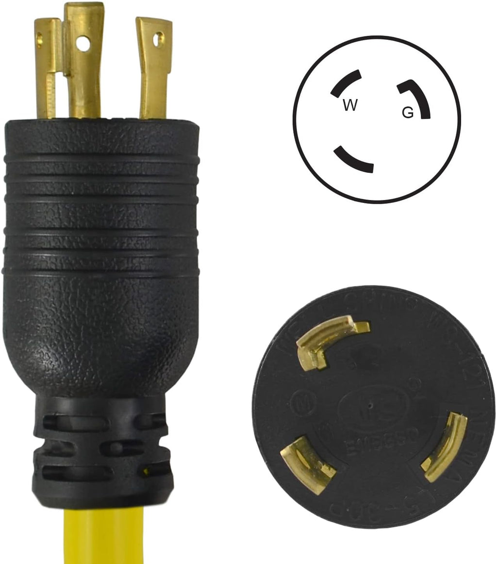 Conntek 20572: 30 Amp L5-30 Locking Style Generator Extension Cord, 50 Feet Yellow (Pack of 3)
