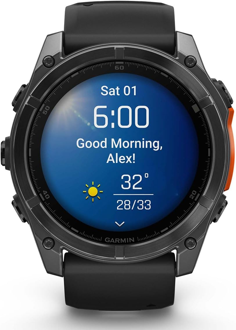 Garmin Fenix 8 AMOLED (51mm, Slate Gray/Black) Multisport GPS Smartwatch Gift Box Bundle - 1.4' Touchscreen, Built-in LED Flashlight with PlayBetter Charger, Screens, Adapter, Case