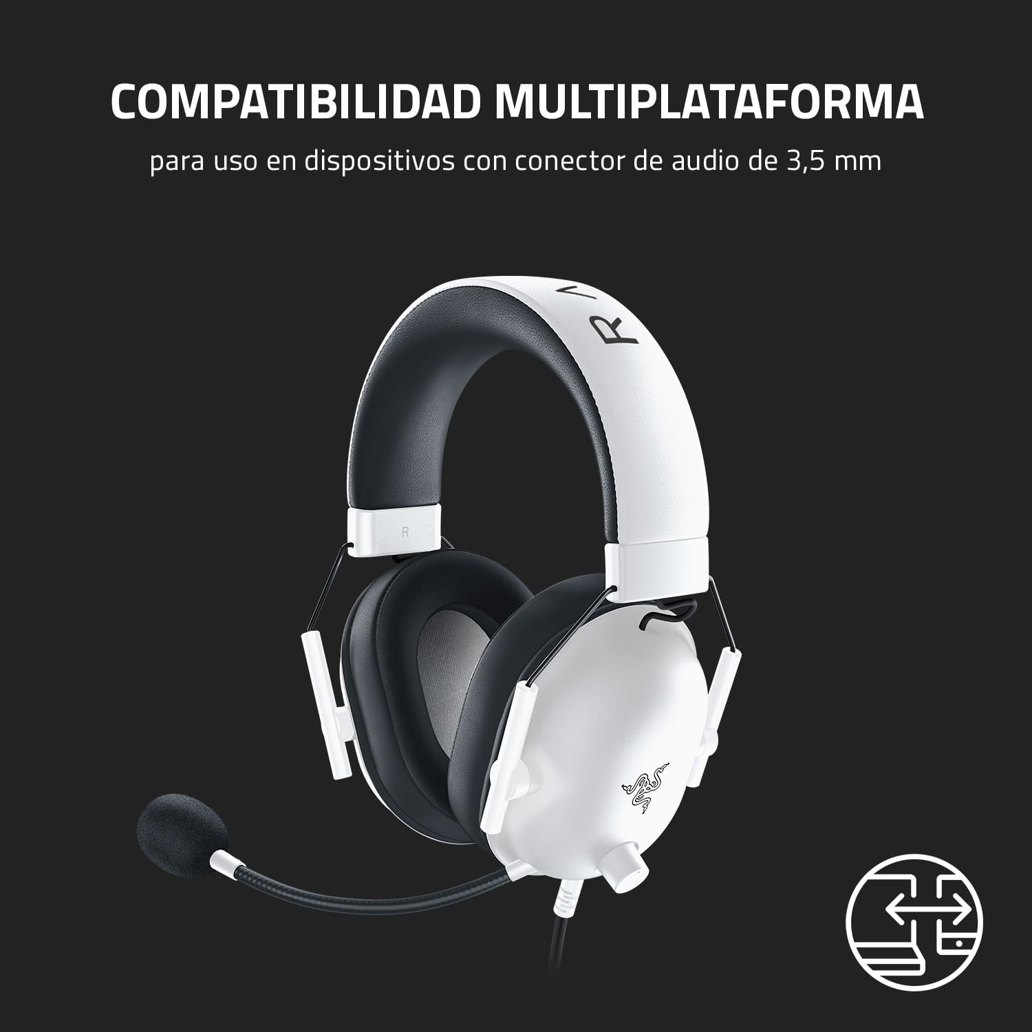 Razer BlackShark V2 X Gaming Headset: 7.1 Surround Sound - 50mm Drivers - Memory Foam Cushion - for PC,Mac,PS4,PS5,Switch - 3.5mm Audio Jack - White,(Pack of 8)