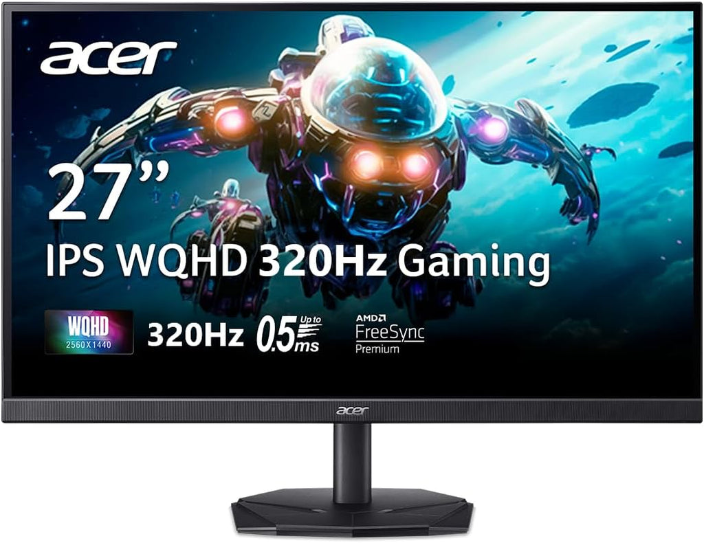 Acer Nitro 27' Gaming Monitor | WQHD 2560 x 1440 | IPS | ZeroFrame | AMD FreeSync Premium | 320Hz Refresh Rate | Up to 0.5ms | DCI-P3 90% | 1 x Display Port 1.4 & 2 x HDMI 2.1 | KG271U F3bmiipx