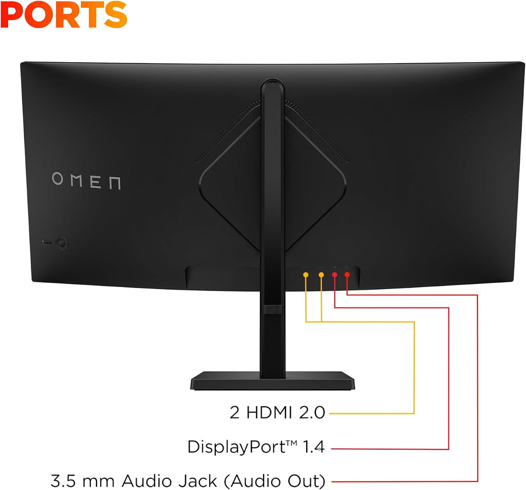 HP OMEN 34 inch WQHD 180Hz Curved Gaming Monitor, Wide QHD Display (3440 x 1440), VA Panel, VESA DisplayHDR 400, 1ms MPRT (with Overdrive), AMD FreeSync Premium Technology, Black, OMEN 34c G2 (2025)