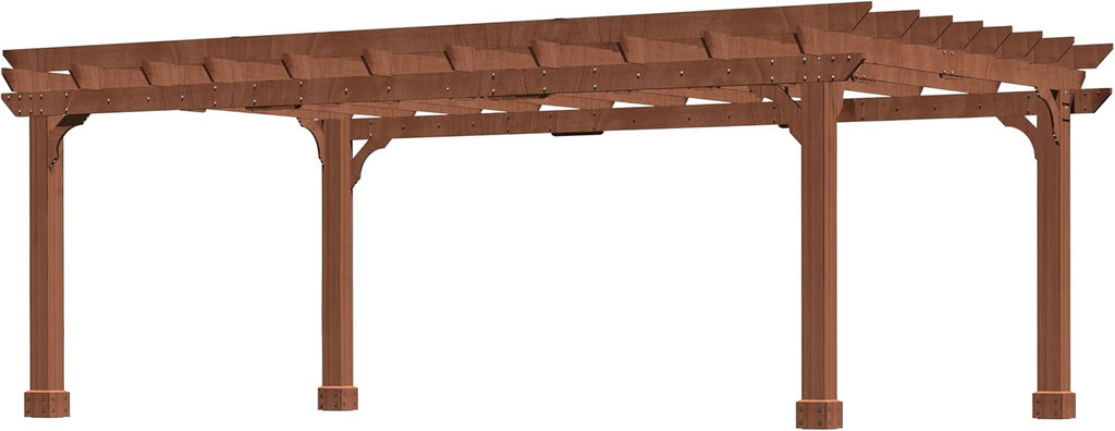 VEIKOU 12x16FT Wood Pergola, Patio Pergola with Solid Cedar Structure, Outdoor Backyard Gazebo with Unparalleled Flat Slatted Roof Trellis for Deck Grill Party Garden