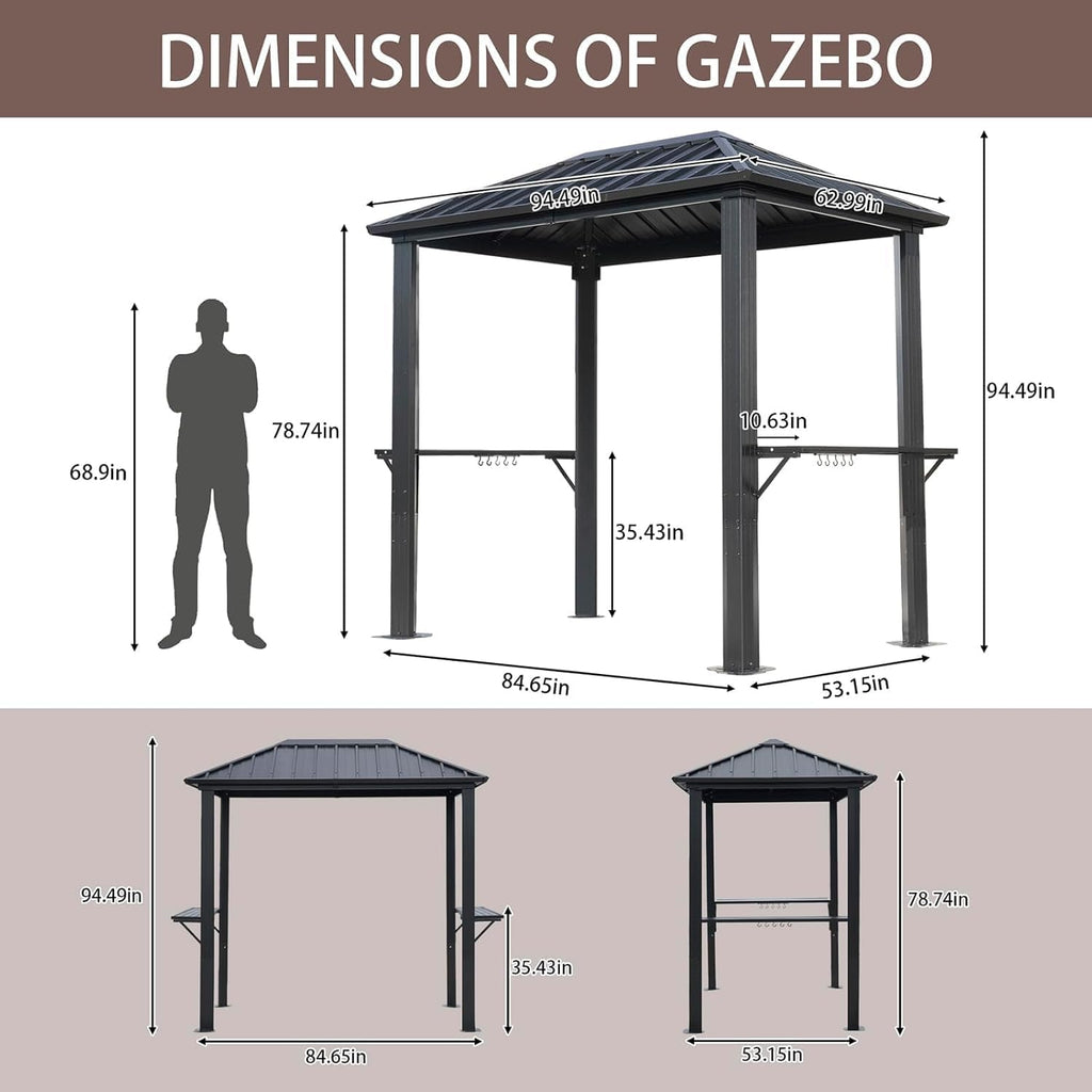The ENDARK 5'x8' Outdoor Hardtop BBQ Gazebo, the Grill Gazebo with Single Roof Design, Aluminum Structure, and Galvanized Steel Roof, is Great for Lawn, Garden, Patio, and Backyard Use