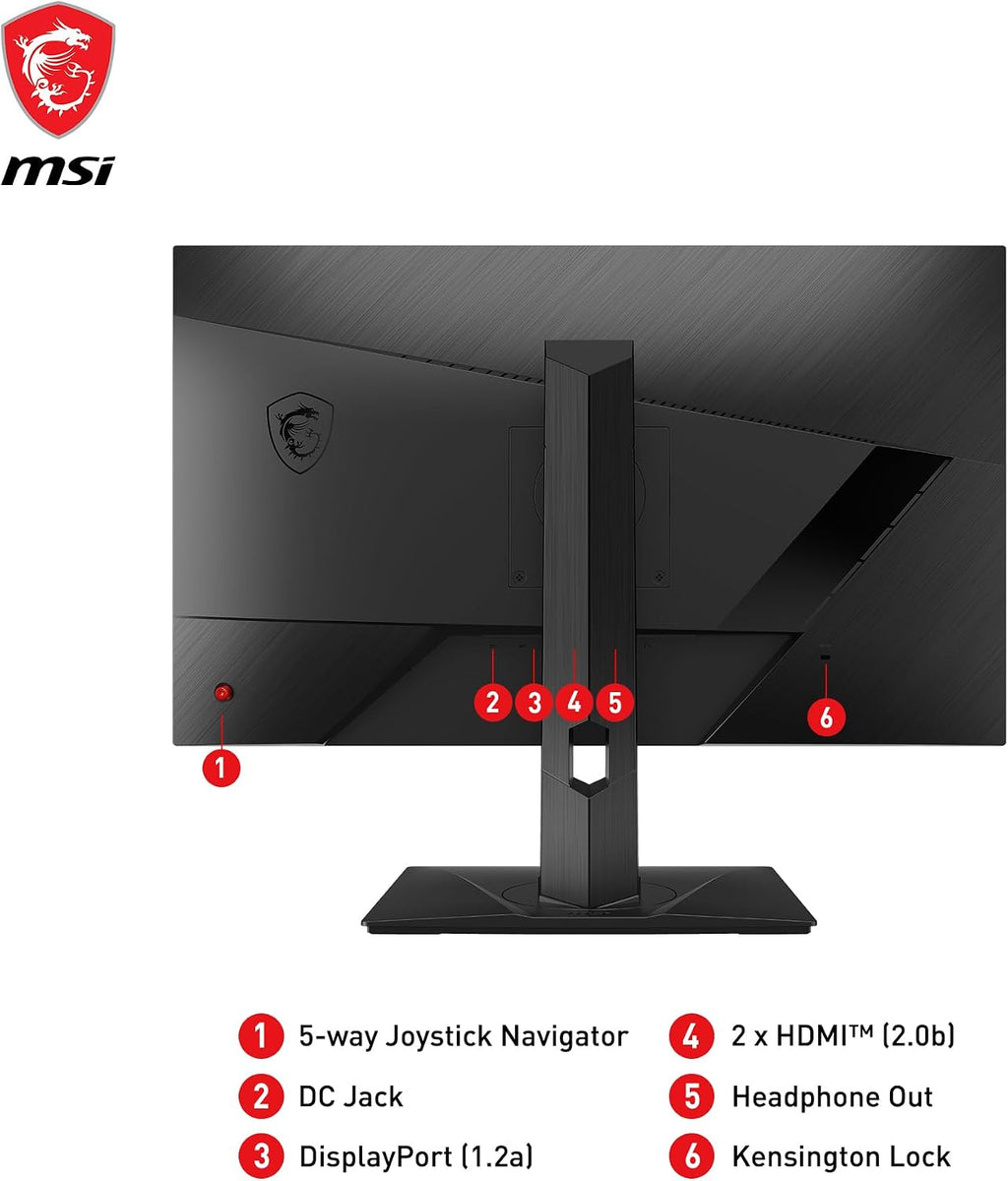 msi G272QPF, 27' Gaming Monitor, 2560 x 1440 (QHD), Rapid IPS, 1ms, 170Hz, G-Sync Compatible, HDR Ready, HDMI, Displayport, Tilt, Swivel, Height Adjustable, Pivot