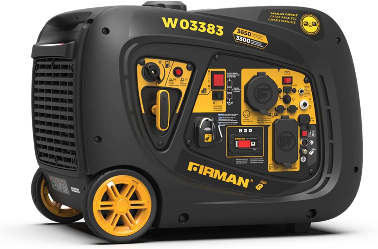 FIRMAN W03383 Inverter Portable Generator, 3650W Remote Start Gas Power, 3300W Running Watts, Quiet Whisper Series Muffler, RV Ready 120V, Compact Fuel-Efficient Power for Camping and Outdoor Use