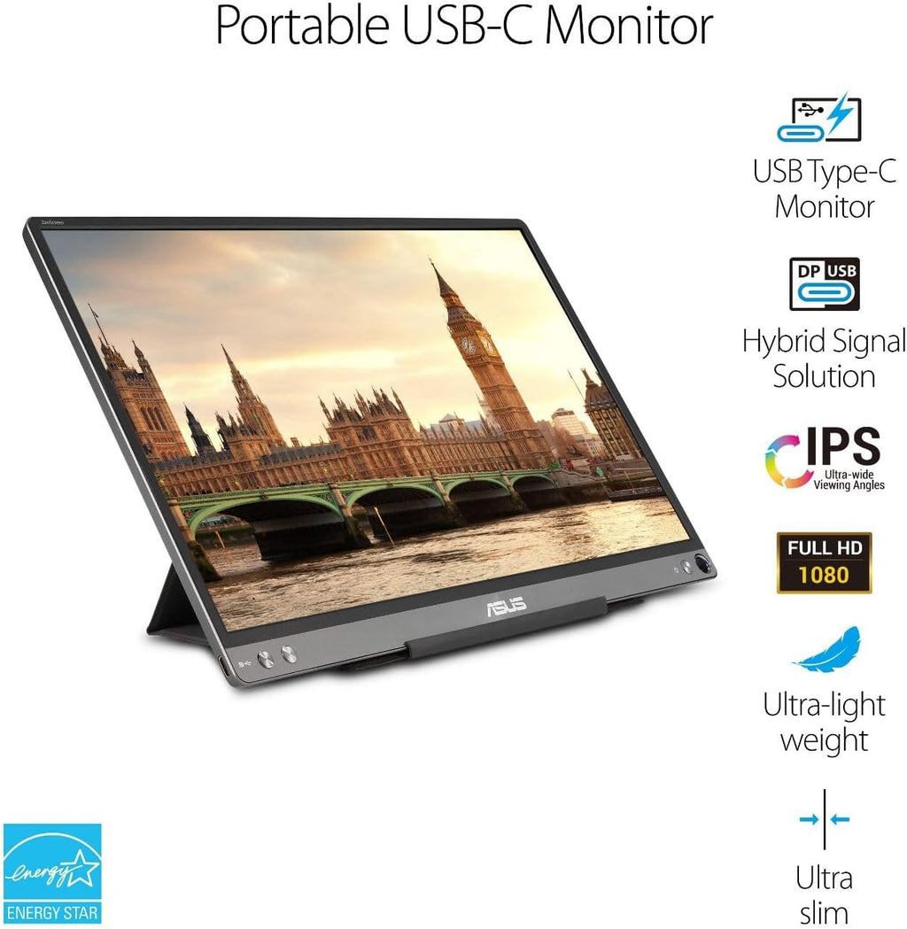 ASUS ZenScreen 15.6' 1080P Portable USB Monitor (MB16ACE) - Full HD (1920 x 1080), IPS, USB Type-C, Eye Care, Anti-Glare Surface, Lite Smart Case, External Screen for Laptop, 3-Year Warranty