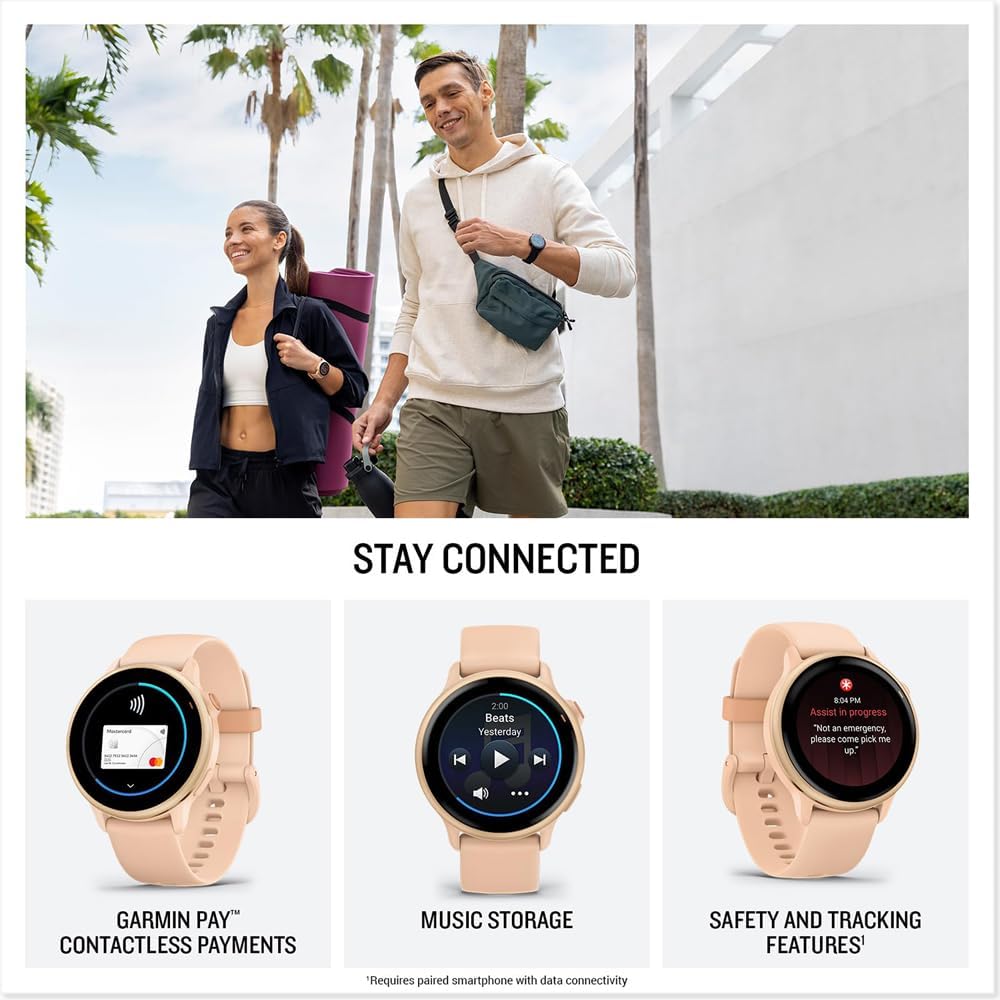 Garmin 010-02985-03 VIVOACTIVE 6 Health & Fitness GPS Smartwatch, Pink Dawn with Silicone Band Bundle with 2 YR CPS Enhanced Protection Pack, Silicone Dust Covers & 2X Screen Protector