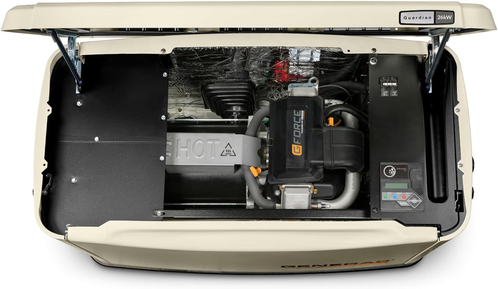Generac Guardian 26kW Home Standby Generator with 200 Amp Transfer Switch - Automatic Whole House Backup Power for Storms, Emergencies, and Outages, WiFi Enabled, Runs on Natural Gas or Liquid Propane