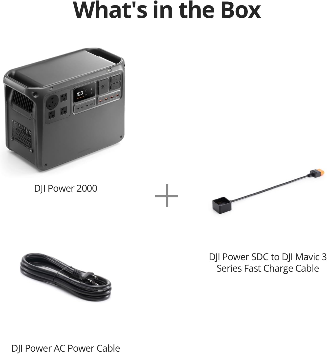 DJI Power 2000 Portable Power Station, SDC to Mavic 3 Cable, 2048Wh LFP Battery, Compact Size, 3000W Stable Output, Drone Ready in 30 Mins, Camping, Filmmaking, Flight Session