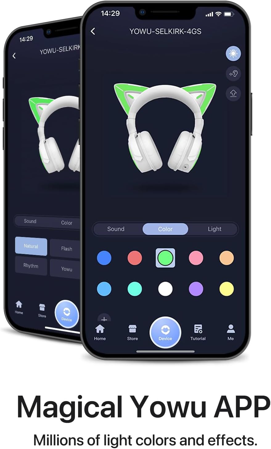 YOWU Cat Ear Headphones 4GS -Wireless Bluetooth Noise Cancelling Headphones, RGB Gaming Headset with Mic & 2.4G USB/Type C Dongle for PC/PS4/PS5/XBOX/Switch