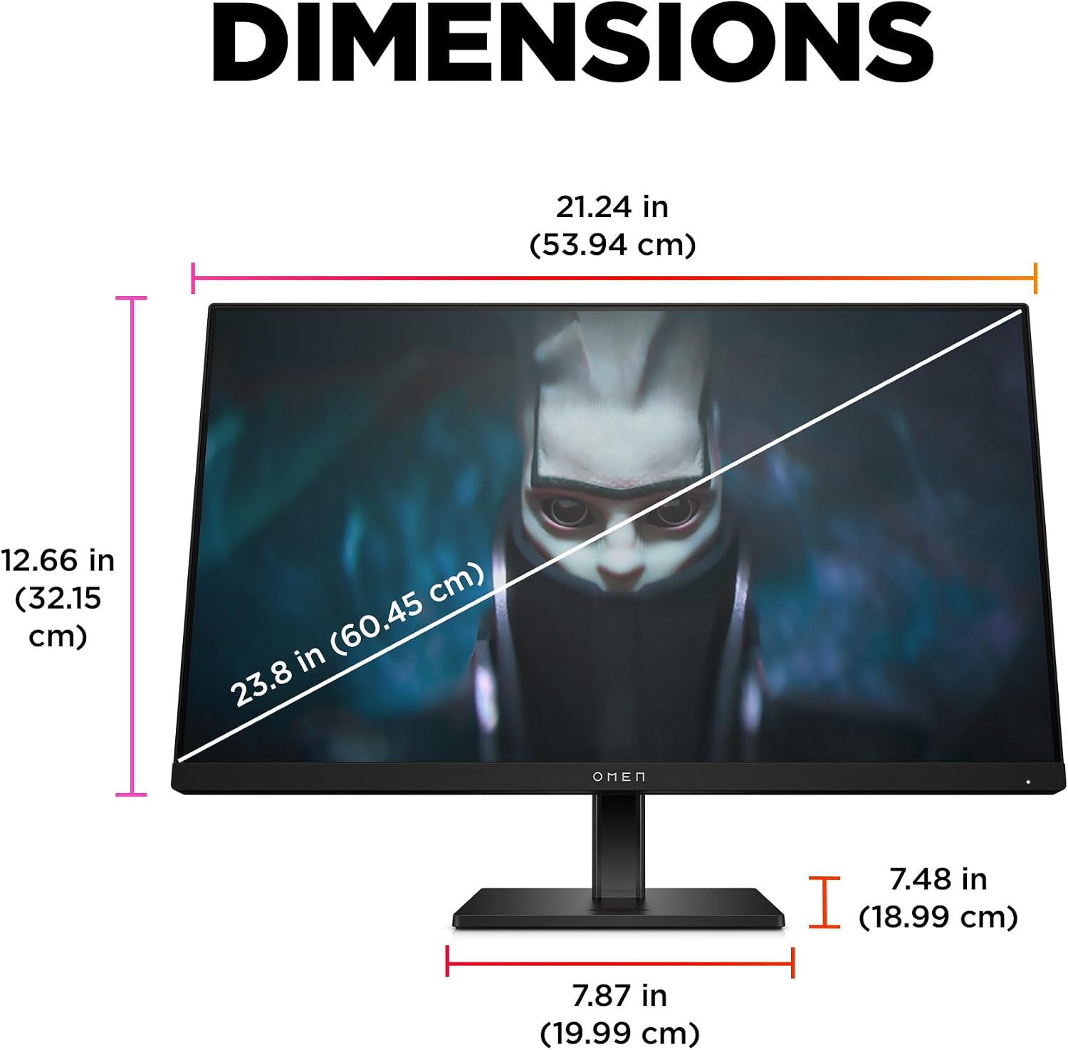 HP OMEN 23.8' FHD 165Hz Gaming Monitor, FHD Display (1920 x 1080), IPS panel, 99% sRGB, 90% DCI-P3, 16:9, AMD FreeSync Premium Technology, 24 (2023),Black