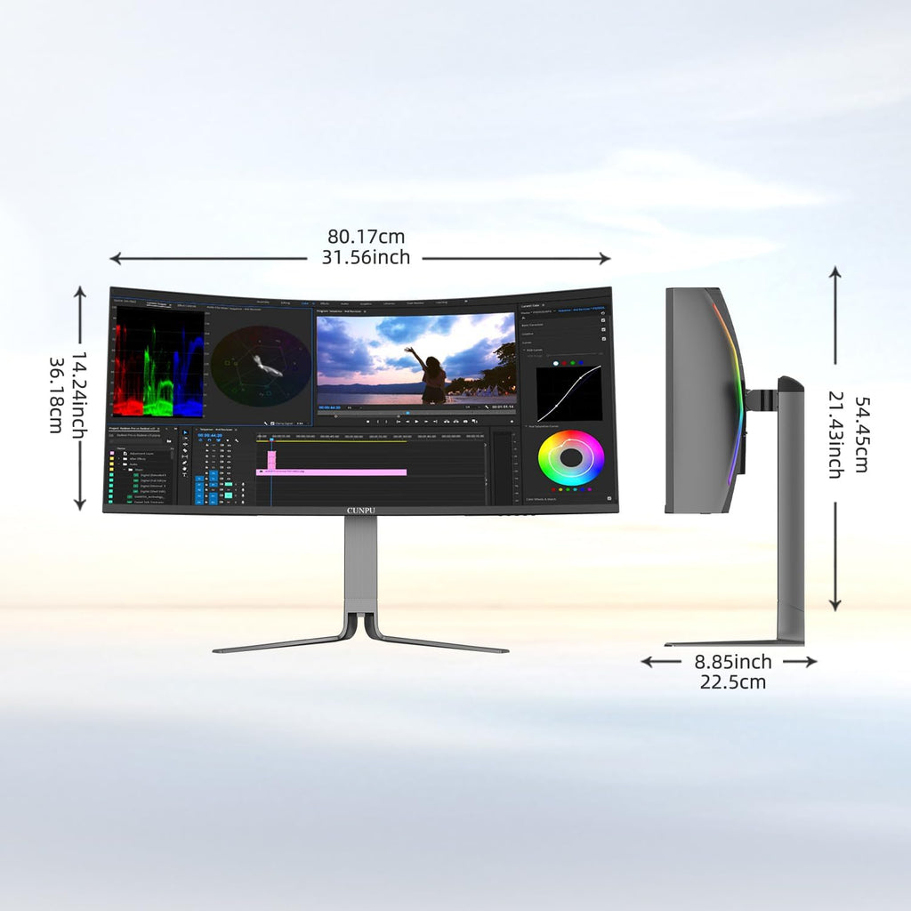 CUNPU 34 Inch Ultrawide Productivity Curved Monitor, 65W USB-C & KVM, 3440x1440 WQHD 165Hz 21:9 R1000 Display, 100% sRGB for Work and Gaming, 4000:1, Height Adjustable, PIP/PBP, HDMI, DisplayPort