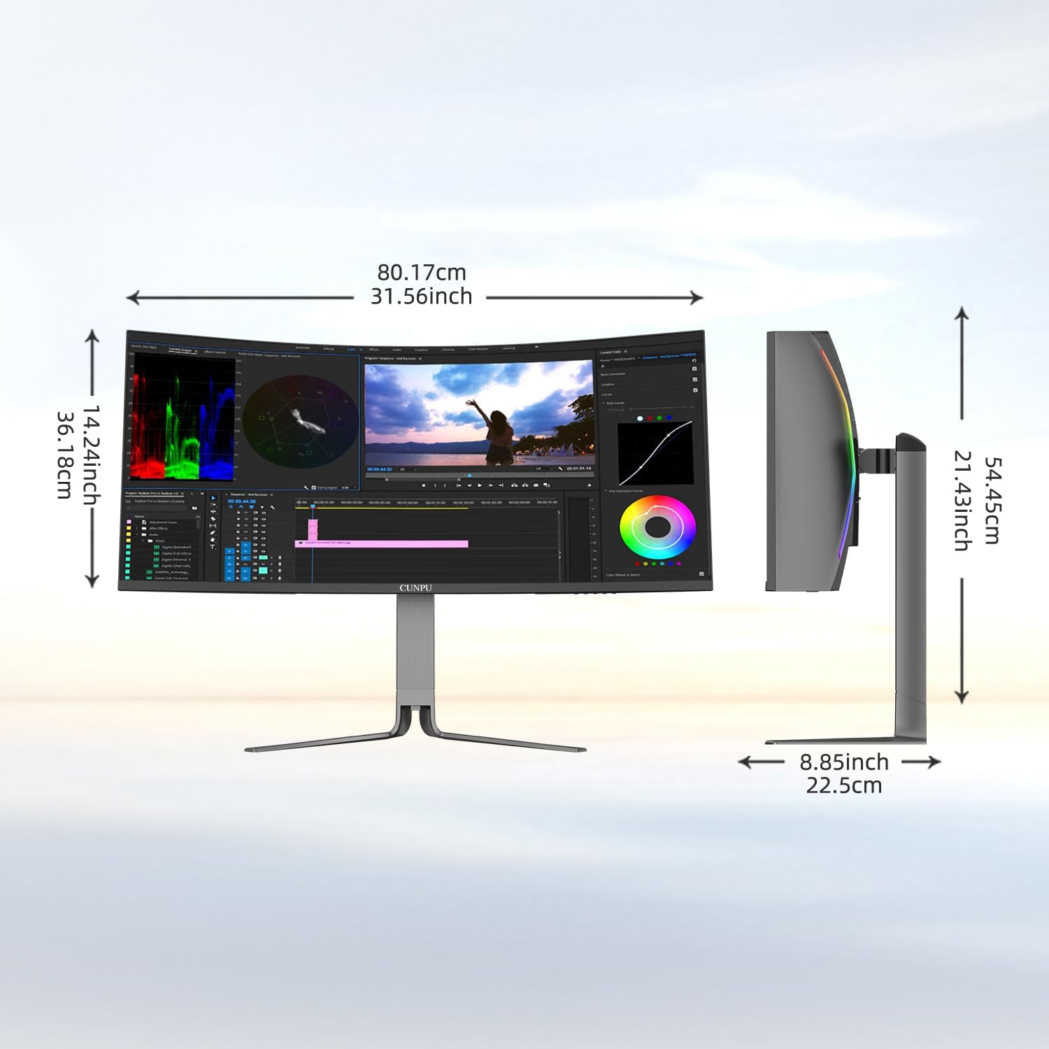 CUNPU 34 Inch Ultrawide Productivity Curved Monitor, 65W USB-C & KVM, 3440x1440 WQHD 165Hz 21:9 R1000 Display, 100% sRGB for Work and Gaming, 4000:1, Height Adjustable, PIP/PBP, HDMI, DisplayPort