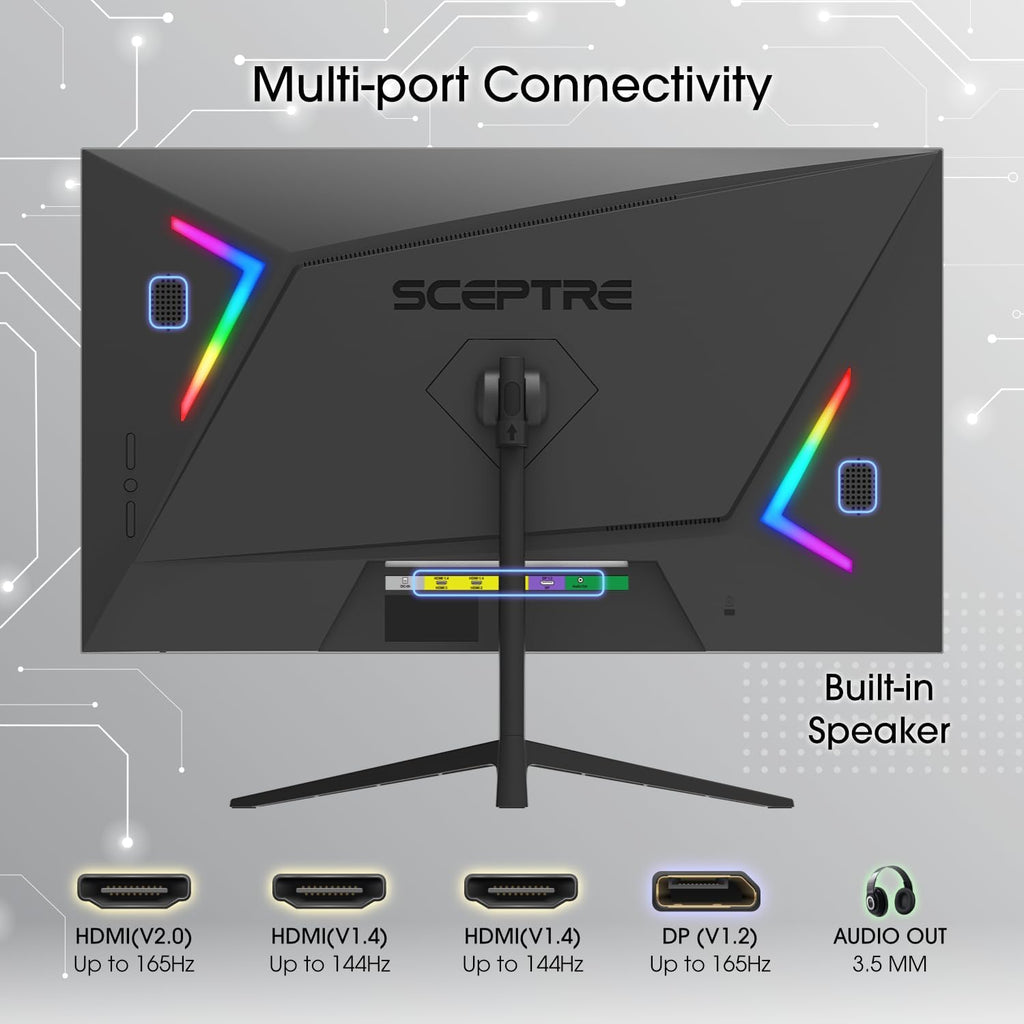 Sceptre 27-inch Gaming Monitor 165Hz 144Hz 1ms AMD FreeSync Premium HDMI DisplayPort Build-in Speakers, 99% sRGB Machine Black 2025 (E275B-FWD168 Series)