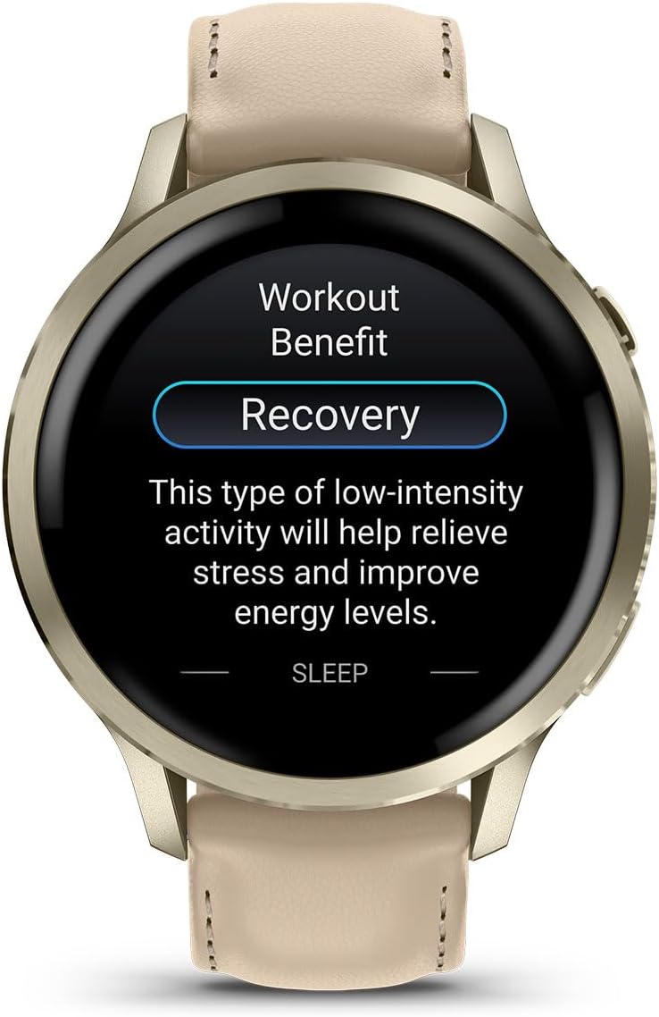 PlayBetter Garmin Venu 4 (Lunar Gold/Light Sand Leather, 41mm) Fitness GPS Smartwatch Bundle - AMOLED Display, Built-in Flashlight, Long Battery Life Portable Charger & HD Screen Protectors