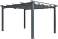 BlueWish 10'x13' Outdoor Pergolas, Metal Pergola with Upgraded Retractable Pergola Canopy, Aluminum Pergolas and Gazebos Heavy-Duty Shelter Sun Shade for Patio Yard, Gray
