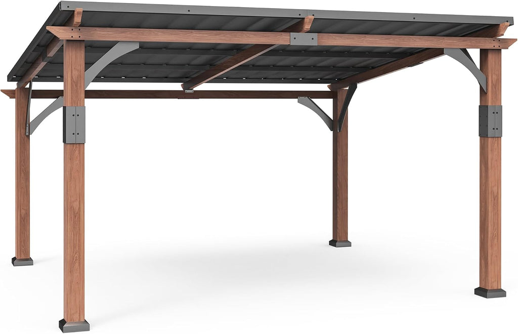 MACROUT 10'x12' Outdoor Gazebo, Heavy Duty Pergola with Sloped Metal Roof and Aluminum Frame, Permanent Gazebos for Patio, Decks, Backyard, Garden, 4718 (10'x12')