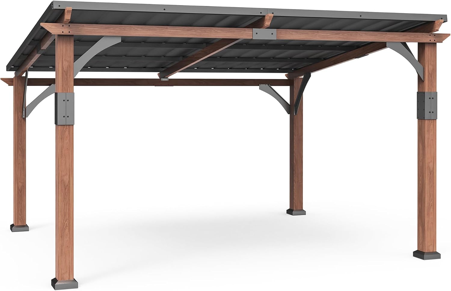 MACROUT 10'x12' Outdoor Gazebo, Heavy Duty Pergola with Sloped Metal Roof and Aluminum Frame, Permanent Gazebos for Patio, Decks, Backyard, Garden, 4718 (10'x12')