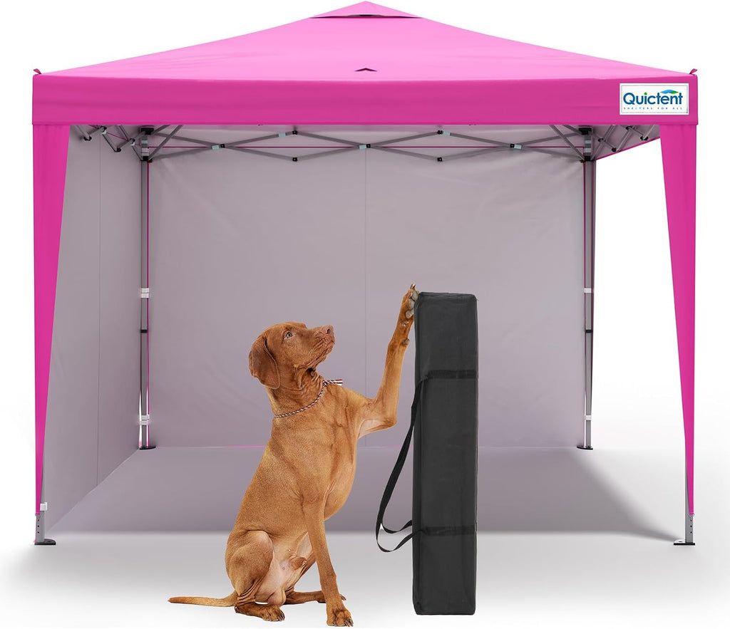 Quictent 10x10 Pop Up Canopy Tent with 2 Sidewalls, Instant Setup Gazebo for 1 Person, Portable & Compact, Waterproof & UV Protection, Ideal for Camping, Beach, Parties, and Outdoor Events