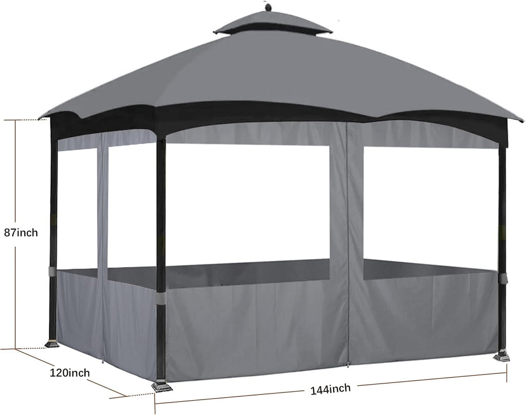 SCOCANOPY 10' x 12' Clear Window Gazebo Privacy Curtain Set for 10X12 Gazebo, (Gray)