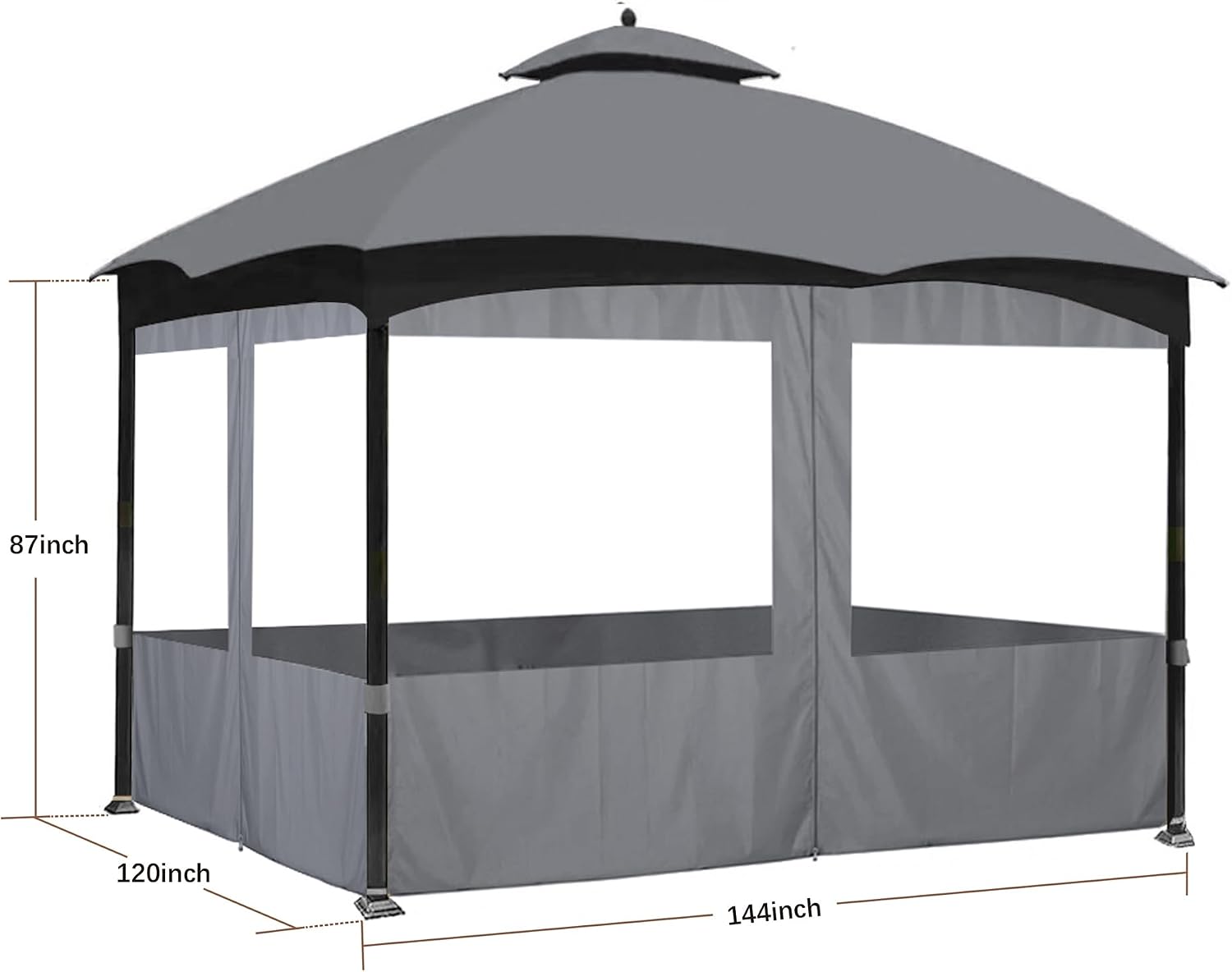 SCOCANOPY 10' x 12' Clear Window Gazebo Privacy Curtain Set for 10X12 Gazebo, (Gray)