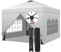 10x10 Pop Up Canopy Tent with One Push Setup, Portable Sun Shade Tent, Instant Easy Up Canopy with 4-Sidewalls & Wheeled Bag, Outdoor Fldable Gazebo with Vent Top, White.