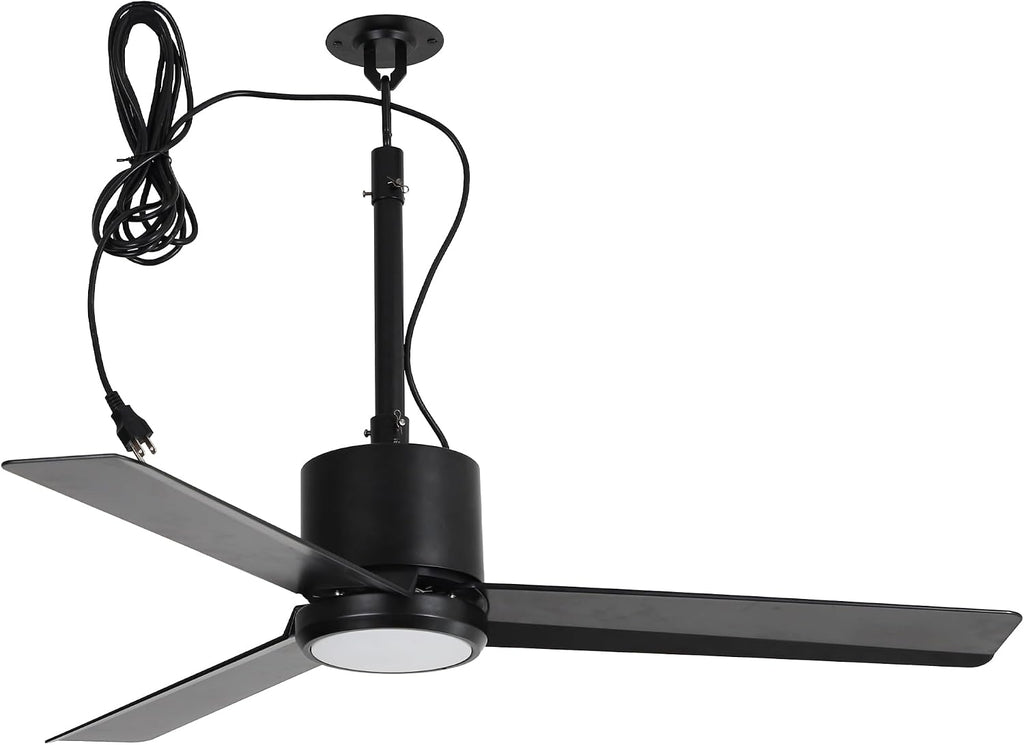 42' Outdoor Ceiling Fan with Light & Remote - IP65 Waterproof Plug in Hanging Fan, 6-Speed Upgrade DC Motor, 1850LM Dimmable LED for Patio, Porch, Gazebo, Pergola,Black