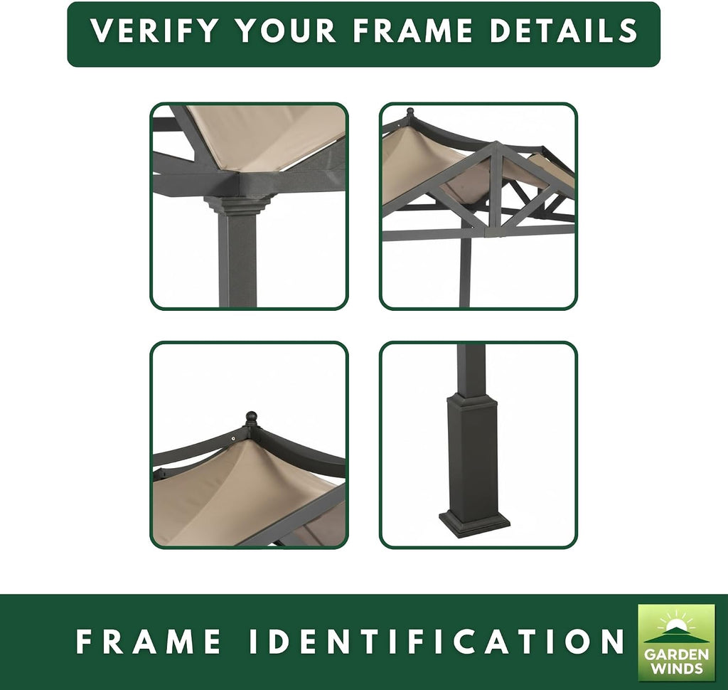 Garden Winds Durable 350 Replacement Canopy Top Compatible with Garden Treasures 10' x 10' Pergola Models GF-9A037X, GF-12S039B - Americana
