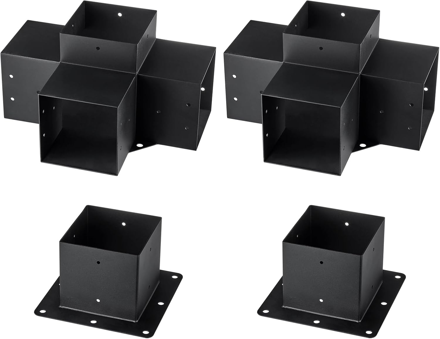 VEVOR Pergola Bracket Kit 6''x6''(Inner Size 5.6x5.6), 4pcs 4-Way Heavy Duty Corner Bracket Woodworks DIY Post Base Kit, Easy Installation Wooden Beams for Gazebos, Patio Pergolas, Log Cabin
