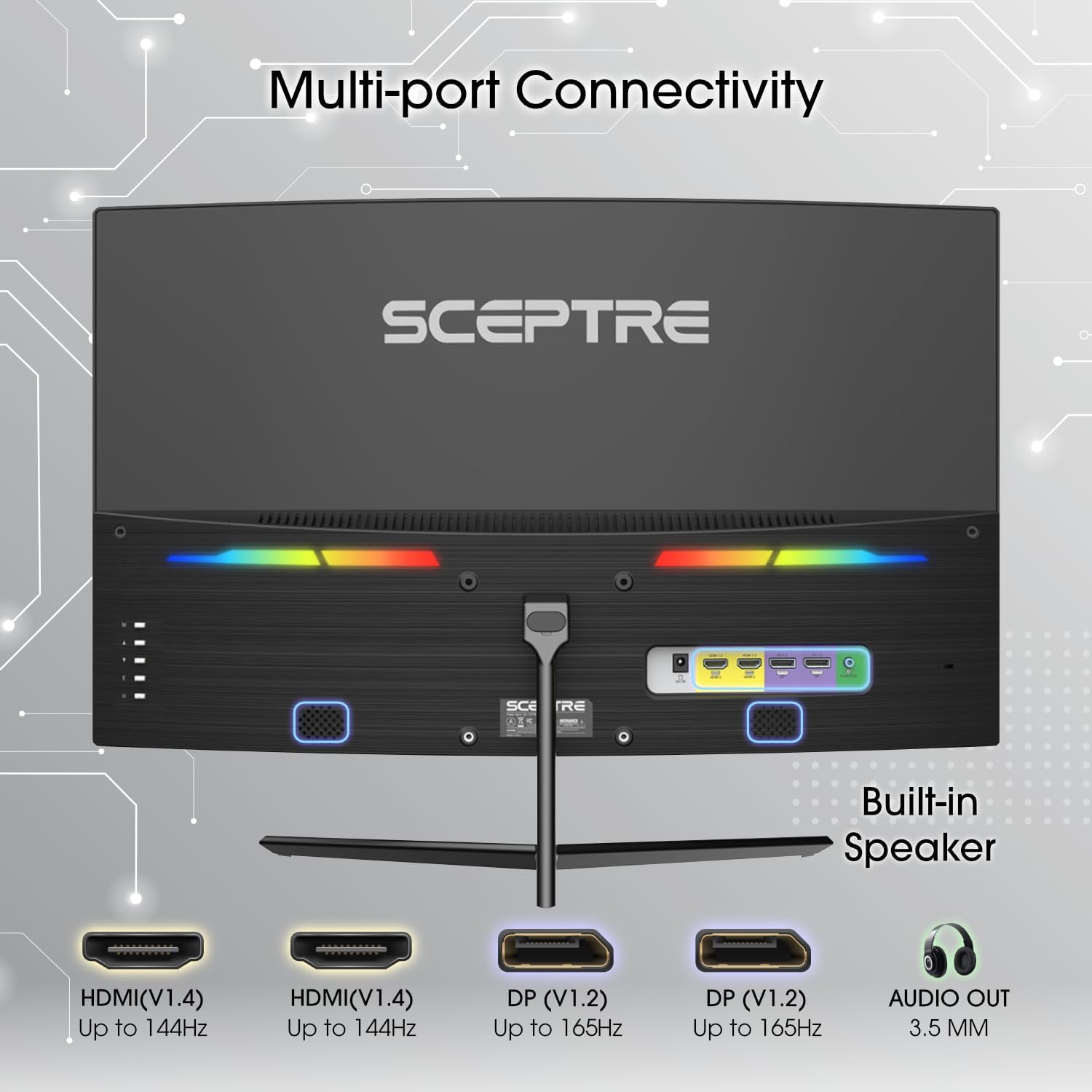 Sceptre 24-inch Curved Gaming Monitor 1080p up to 180Hz DisplayPort HDMI 99% sRGB, AMD FreeSync Build-in Speakers Machine Black (C248B-FWT168)
