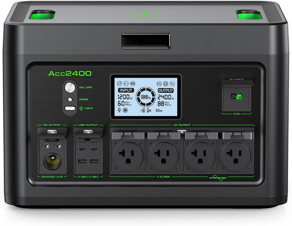2400W Solar Generator Portable Power Station, LiFePO4 1843.2Wh Home Battery Backup, Total 12 Outlets(2400W AC Outlets,4800W Peak), Type-C PD100W, 2Hours Quick Charge, RV Trip,Camping,Home Emergency