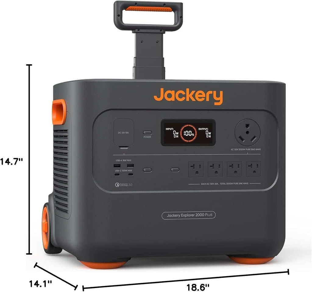 Jackery Explorer 2000 Plus Portable Power Station, 2042Wh LiFePO4 Solar Generator, 3000W AC Output, Expandable to 24kWh, UPS Home Backup for Emergency Camping RV Off-Grid(Solar Panel Optional)