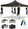 COBIZI 12x12 Pop Up Canopy Tents for Parties, 12 x 12 Heavy Duty Commercial Instant Event Party Tent Easy Up Gazebo with Roller Bag & Sand Bags, Black(Frame Thickened & Waterproof)