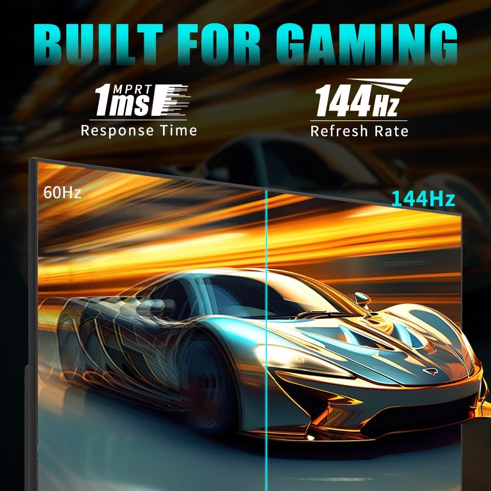 Viewedge Gaming Monitor 24 Inch FHD 144hz, IPS 1ms 1080p Computer Monitor with 110% sRGB, Bluelight Filter, HDMI & VGA Port, Support Wall Mount