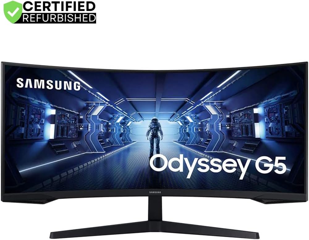 Samsung LC34G55TWW 34 inch Odyssey G55T WQHD 165Hz 1ms(MPRT) HDR Curved Gaming Monitor (Renewed) Bundle with 2 YR CPS Enhanced Protection Pack