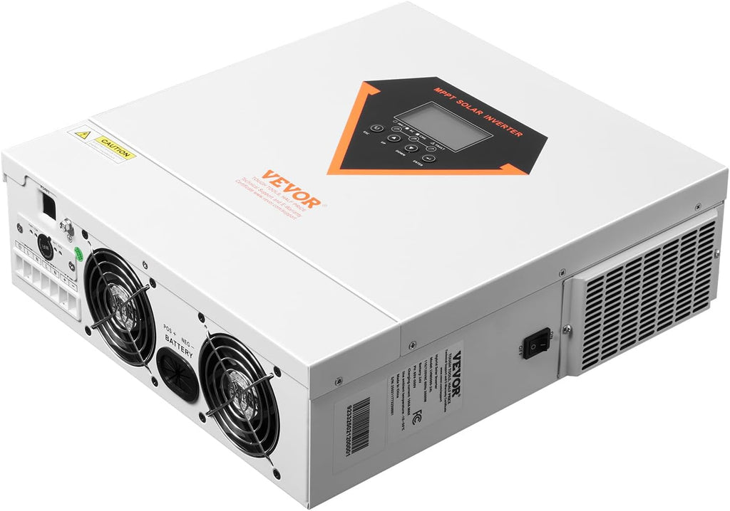 VEVOR Hybrid Solar Inverter, 3000W, Single Phase Pure Sine Wave Power Inverter, 24V DC to 110/120V AC, with Built-in 100A MPPT Solar Charge Controller, for Off-Grid System Lead Acid Lithium Battery