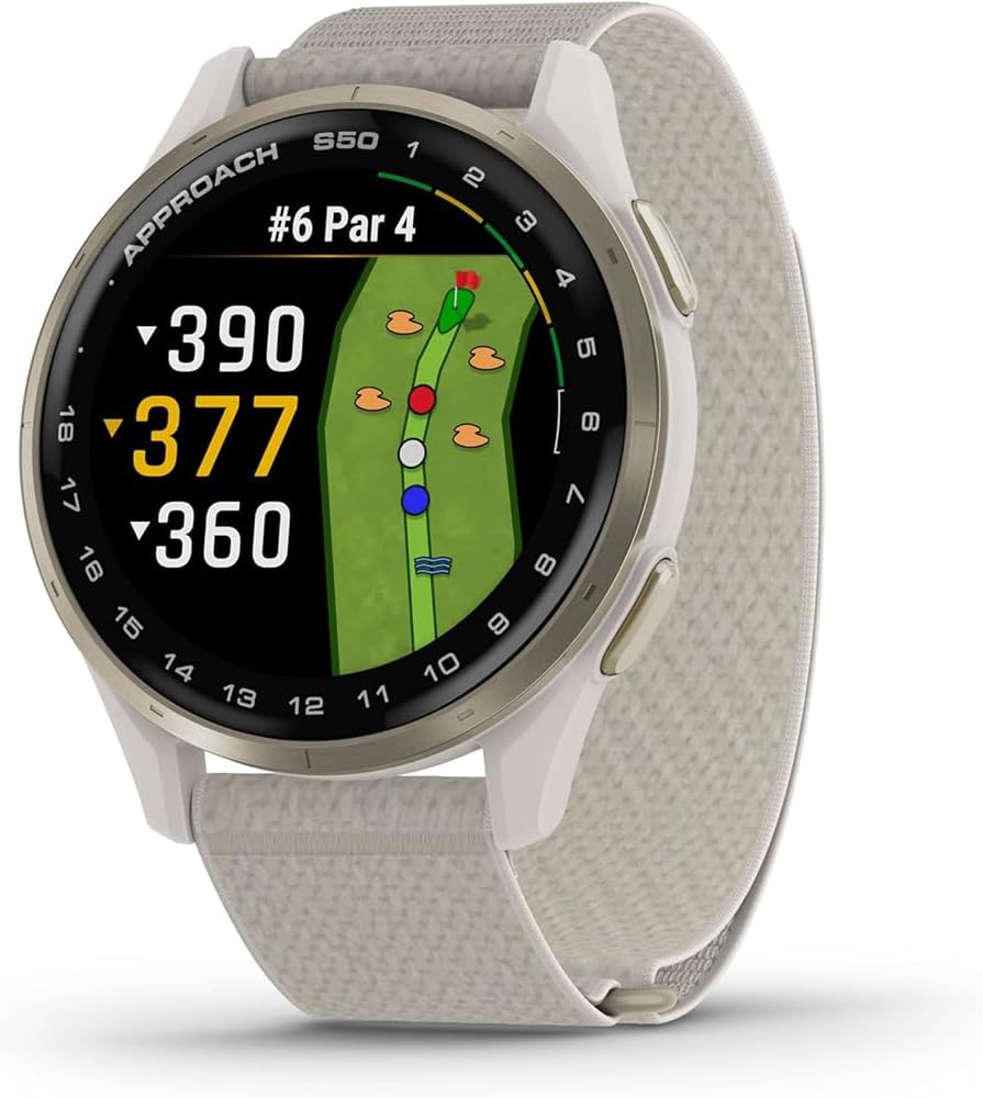 Garmin 010-03010-01 Approach S50, Advanced Golf GPS Smartwatch, AMOLED Display, On-Course Features Bundle with 3X Silicone Dust Cover, 2X 1.2 Screen Protector and 2 YR CPS Enhanced Protection Pack