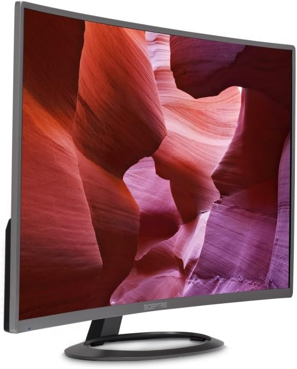 Sceptre C325W-1920R 32' 1800R Curved Monitor 1080P HDMI DisplayPort Ultra Thin Build-in Speakers, Metal Black