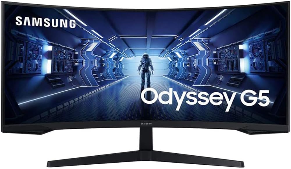 Samsung 34' Odyssey G55T WQHD 165Hz 1ms(MPRT) HDR Curved Gaming Monitor Bundle with Tech Smart USA Elite Suite 18, 2X HDMI Cable & Deco Gear CPS Exclusive 26 Month Protection Pack (BEACH-CPS-26M1000)