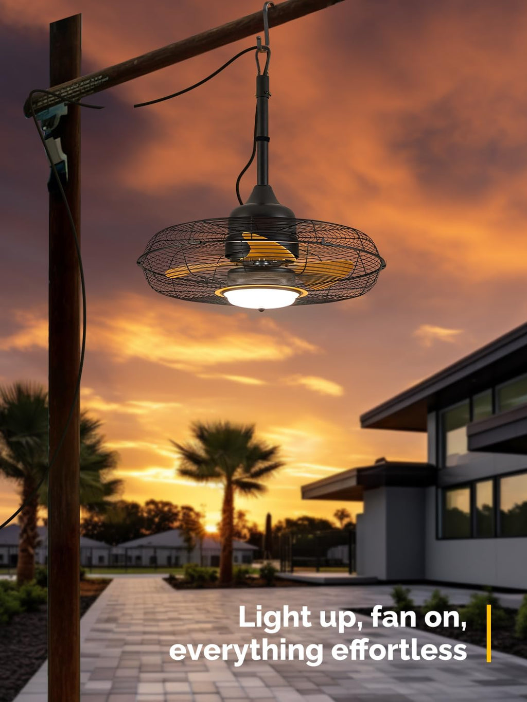 Orison 21'' Outdoor Ceiling Fans with Lights, Wet Rated Gazebo Fan with Remote, Plug in Hanging Fan for Patio Waterproof, App Controll