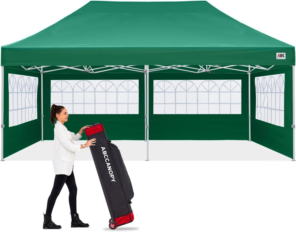 ABCCANOPY Outdoor Winter Gazebo 8x16, Premium Instant Pop Up Canopy Tent with Elegant Church Window,Snow and Rain Protection, Bonus Wheeled Bag,Forest Green