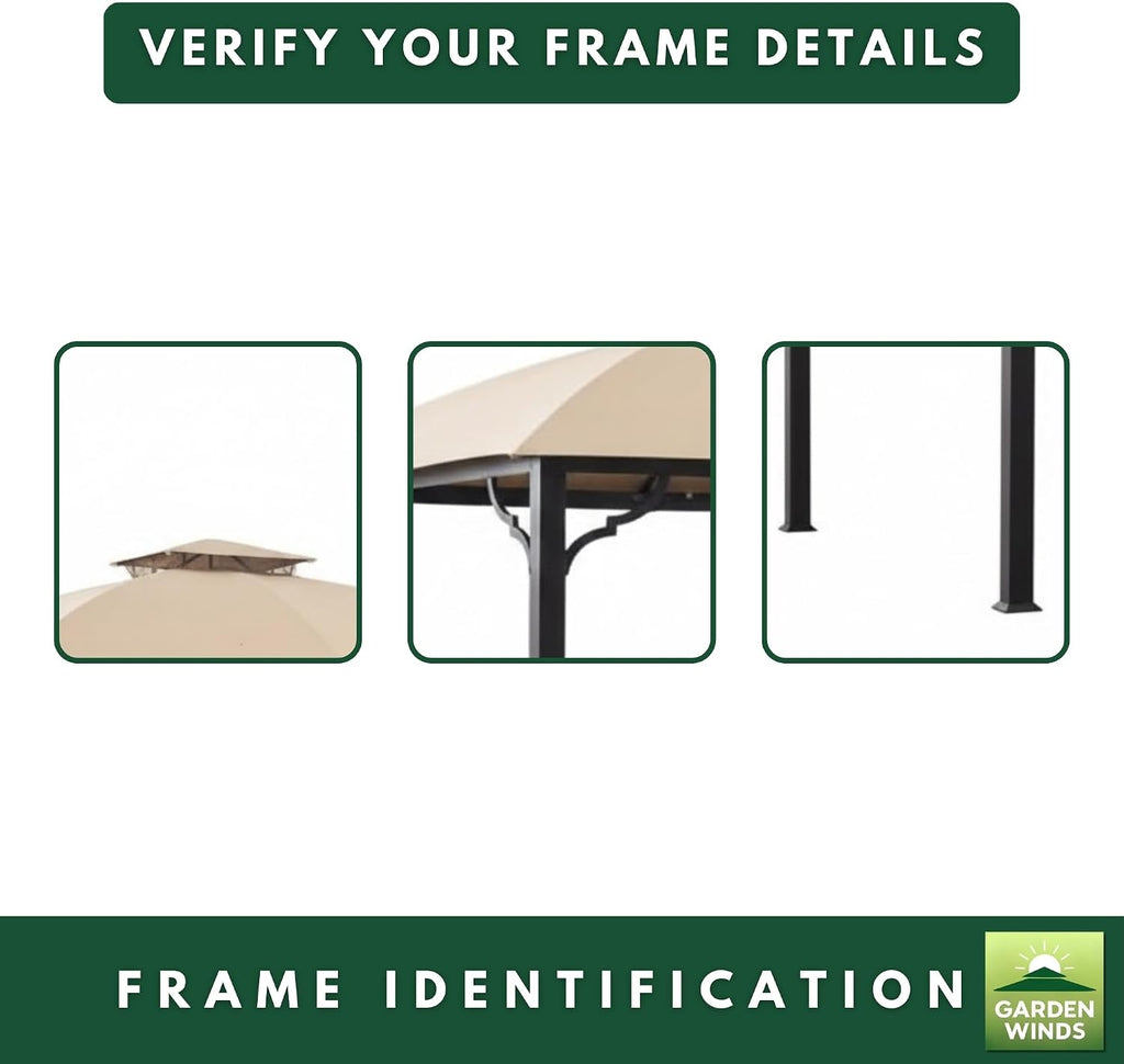 Garden Winds Reinforced Replacement Canopy Top Cover Compatible with The A111016100, A101010200 Berkley Jensen 10' x 12' Gazebo - Classic Sand, Riplock 350