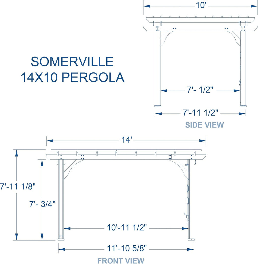 Backyard Discovery Somerville 14' x 10' Cedar Wood Pergola Kit with Trellis Roof, All-Season Durability, High-Wind Rating, PowerPort, Shade for Outdoor Patio, Deck, Garden, and Entertaining