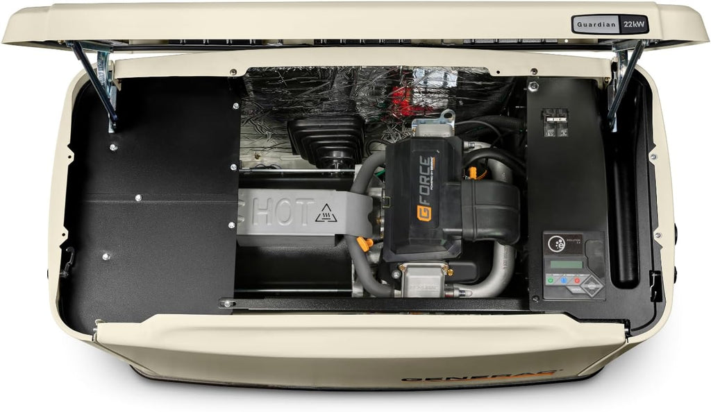 Generac Guardian 22kW Home Standby Generator with 200 Amp Transfer Switch - Automatic Whole House Backup Power for Storms, Emergencies, and Outages, WiFi Enabled, Runs on Natural Gas or Liquid Propane