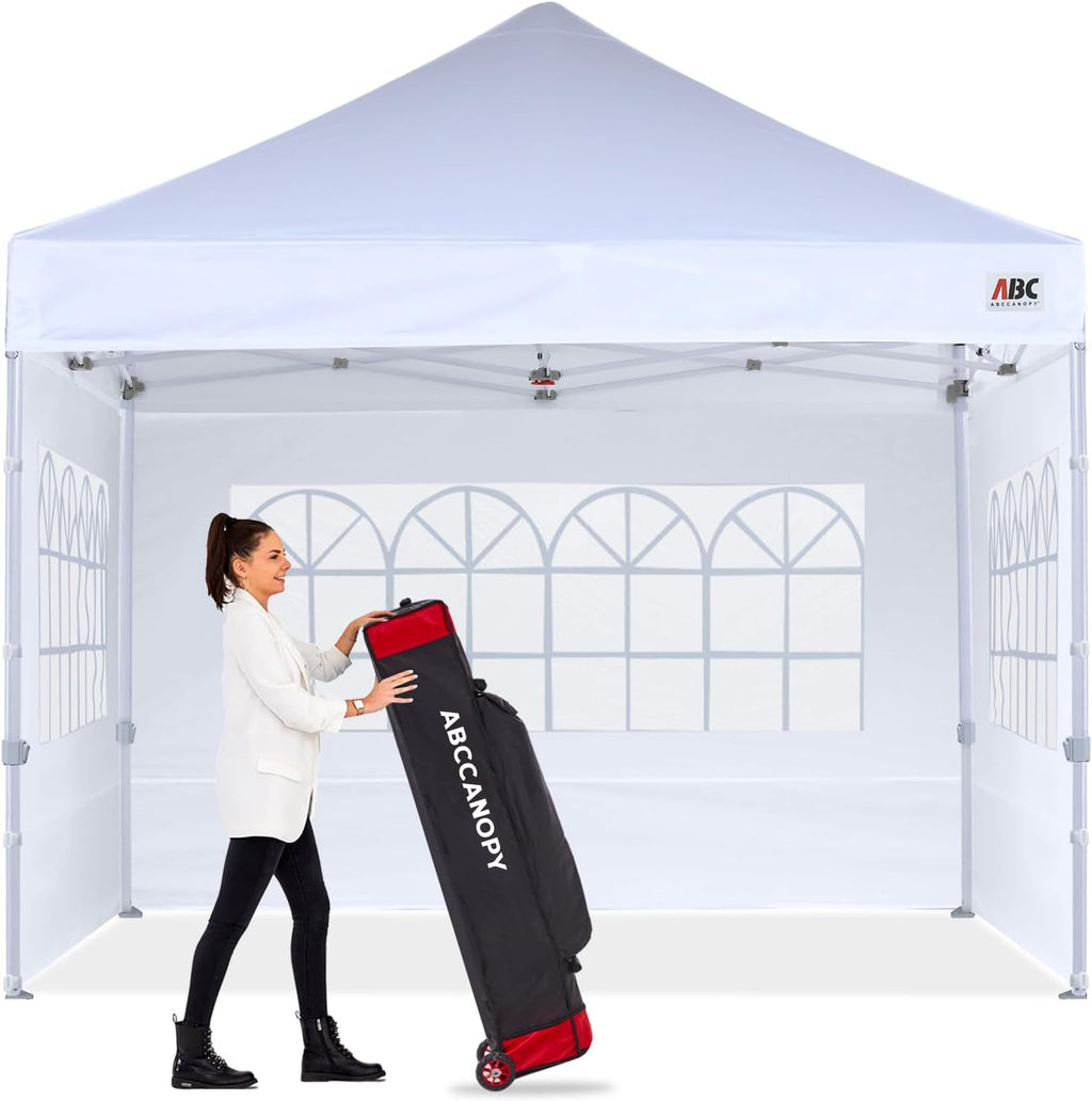 ABCCANOPY Outdoor Winter Gazebo 10x10, Premium Instant Pop Up Canopy Tent with Elegant Church Window,Snow and Rain Protection, Bonus Wheeled Bag,White