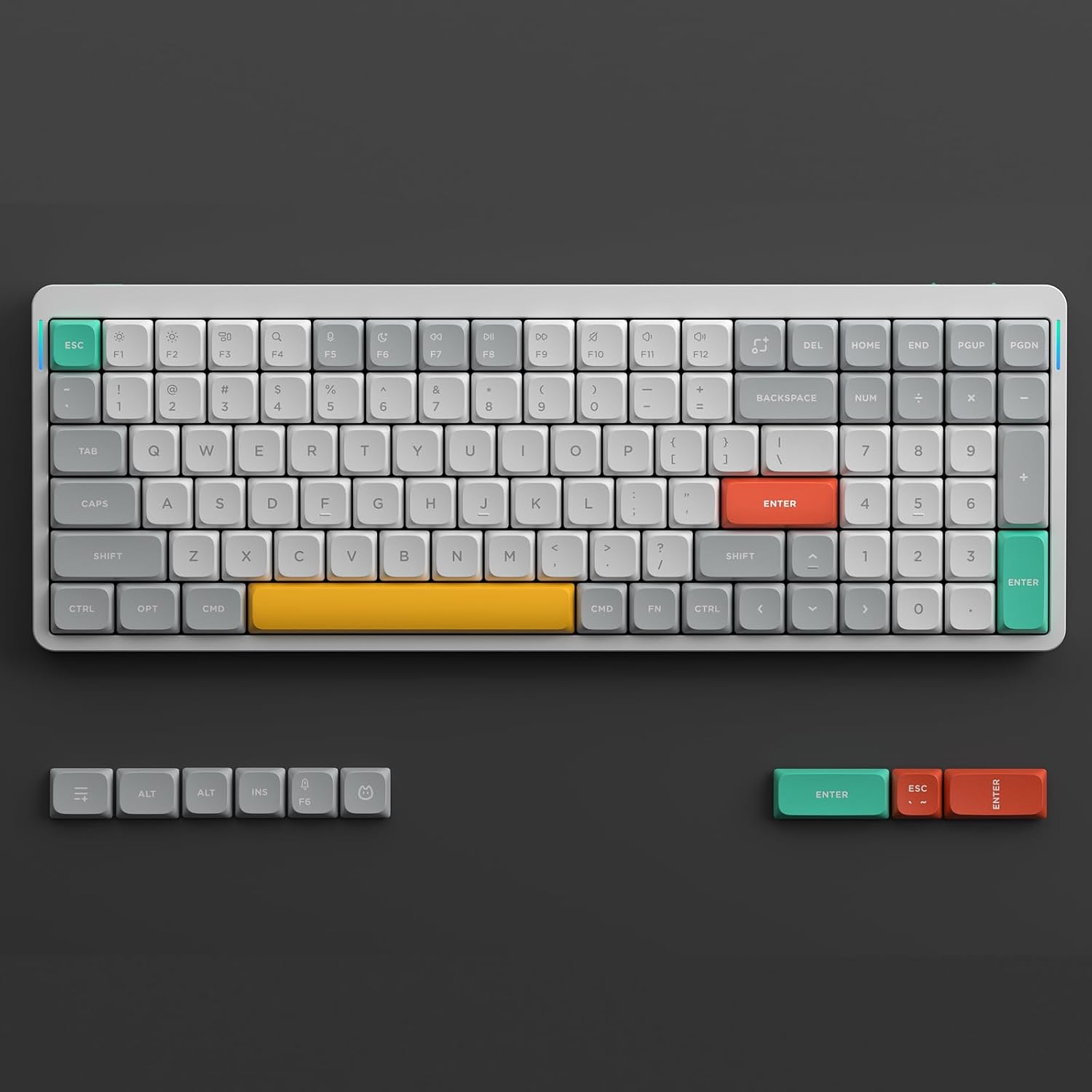 nuphy Air96 V2 Wireless Mechanical Keyboard,100 Keys RGB Backlit Keyboard,Supports Bluetooth 5.1,2.4G and Wired Connection,for PC/Laptop/Windows/Mac -White Gateron Brown Switch